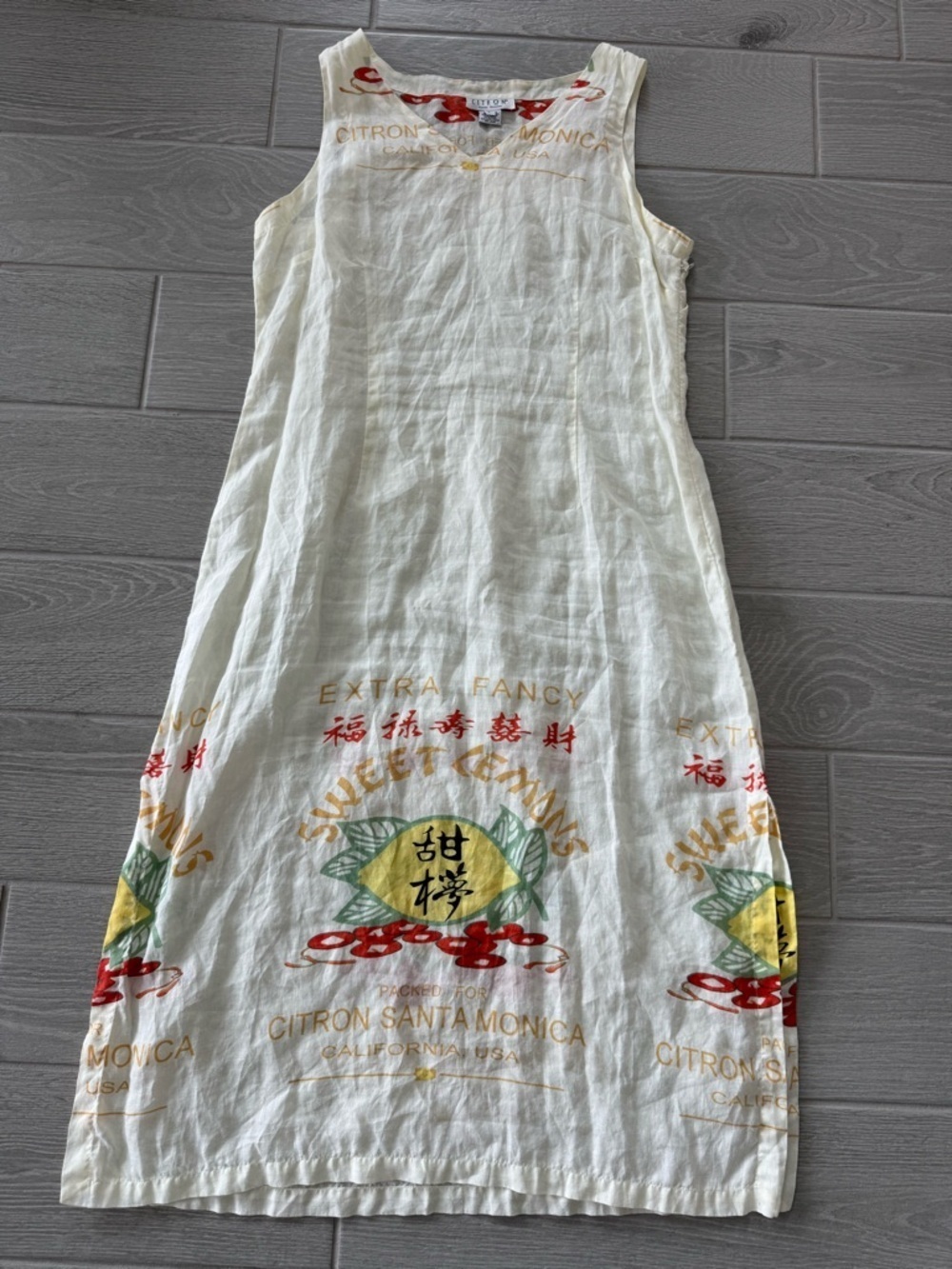 CITRON SANTA MONICA Vintage 100% Linen Sleeveless Dress Size Large VGUC